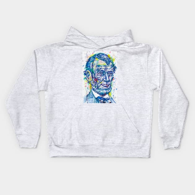 ABRAHAM LINCOLN watercolor and ink portrait .2 Kids Hoodie by lautir